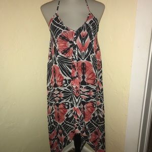 Tropical Floral Print Handkerchief dress